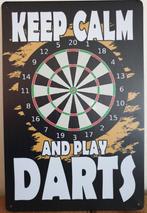 Keep calm and play darts darten reclamebord van metaal, Huis en Inrichting, Woonaccessoires | Tekstborden en Spreuken, Nieuw, Ophalen of Verzenden
