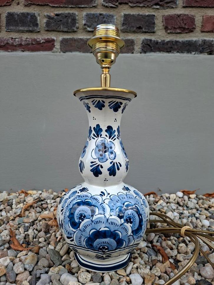 Handgemaakte Delfts blauwe vaaslamp, Huis en Inrichting, Lampen | Tafellampen, Ophalen of Verzenden