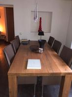 Robuuste eikenhouten eettafel., Huis en Inrichting, Tafels | Eettafels, Eikenhout, 200 cm of meer, Zo goed als nieuw, Vijf personen of meer