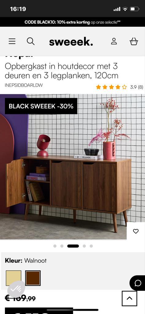 Sweeek Nepal Kast - Nieuw in doos!, Huis en Inrichting, Kasten | Buffetkasten, Zo goed als nieuw, Minder dan 100 cm, 100 tot 150 cm