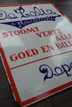 Om 1925 Groot Emaille Bord Stoomwasserij De Lelie Maastricht, Antiek en Kunst, Antiek | Emaille, Ophalen of Verzenden
