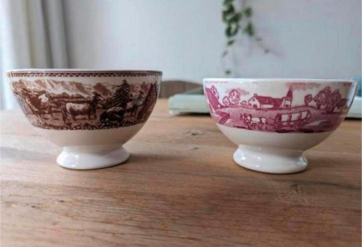 2 oude schaaltjes (eentje is van Alpes B.F. made in Belgium), Antiek en Kunst, Antiek | Keramiek en Aardewerk, Ophalen of Verzenden