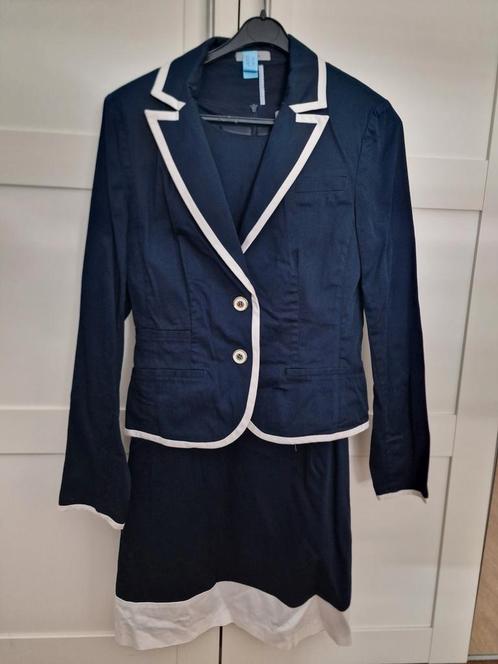 Montego jurk en blazer M /38 donkerblauw, Kleding | Dames, Jasjes, Kostuums en Pakken, Zo goed als nieuw, Maat 38/40 (M), Blauw