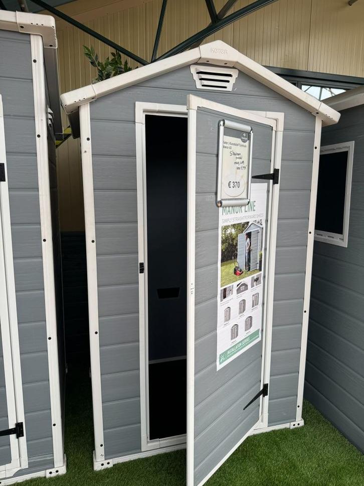 Showmodel Fonteyn Keter Manor 43 - OP = OP, Tuin en Terras, Tuinhuizen, Zo goed als nieuw, Tuinhuis, Kunststof, Minder dan 250 cm