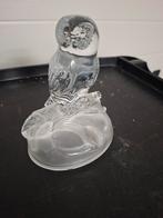 Vintage Kristallen Uil - 15x10cm, Huis en Inrichting, Woonaccessoires | Vazen, Gebruikt, Wit, Ophalen of Verzenden, Glas