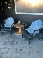 Twee zwarte rotan stoelen, Gebruikt, Rotan, Stoel, Tuinset