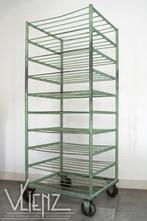 Industrieel vintage rek bakkerskast, groene container wielen, Huis en Inrichting, Kasten | Stellingkasten, Ophalen, Gebruikt, -