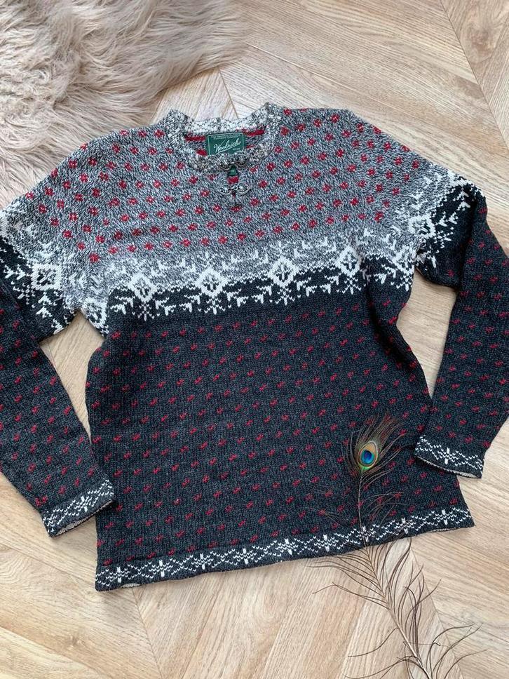 Woolrich wollen trui M L bohemian wool jumper, Kleding | Dames, Truien en Vesten, Zo goed als nieuw, Maat 38/40 (M), Grijs, Ophalen of Verzenden