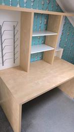 Ikea bureau met opbouw wit beuken, Huis en Inrichting, Bureaus, Zo goed als nieuw, Ophalen