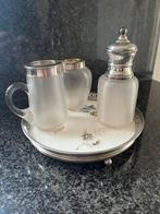 Tegelplateau met suiker/ melk/ theebusje, Antiek en Kunst, Ophalen of Verzenden