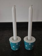 Vintage gestipte kandelaars, Overige materialen, Nieuw, Ophalen of Verzenden, Wit