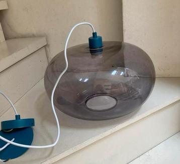 Hanglamp glas grijs blauw bol