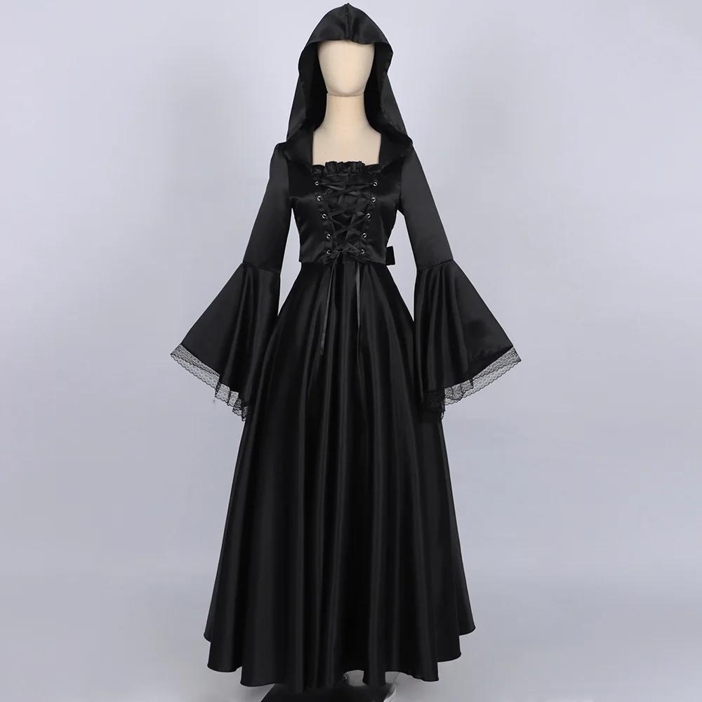 Lange zwarte gothic jurk (renaissance victoriaanse), Verzenden, Nieuw, Pak of Jurk