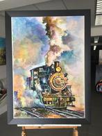 Alex L- Old train- Handgeschilderd- Uniek, Ophalen of Verzenden