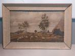 Wicher Scholten Landschap met Schapen 48x57 buitenmaat lijst, Antiek en Kunst, Ophalen of Verzenden