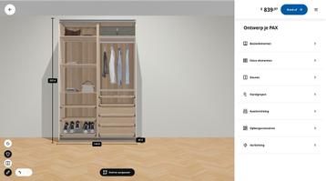 Complete Ikea Pax kledingkast met schuifdeuren (nieuw €840) - afbeelding 6