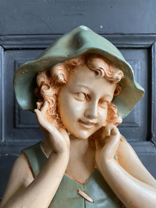 Vintage gekleurde buste van gips!, Antiek en Kunst, Kunst | Beelden en Houtsnijwerken, Ophalen of Verzenden