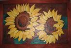 schilderijen zonnenbloemen verzameld, Minder dan 50 cm, Ophalen of Verzenden, Zo goed als nieuw, Schilderij