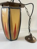 Lamp Amsterdamse School art deco glas in lood gebrandschild, Antiek en Kunst, Antiek | Lampen, Ophalen