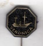 Speldje ZENDSCHIP RADIO VERONICA ZWART MET GOUDKLEURIG (A8), Ophalen of Verzenden, Gebruikt, Overige onderwerpen