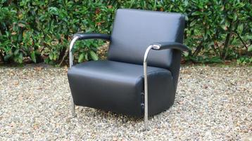 Leolux Scylla zwart leren fauteuil. beschikbaar voor biedingen