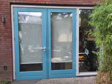 hardhouten pui 2 openslaande tuindeuren, HR++veiligheidsglas beschikbaar voor biedingen