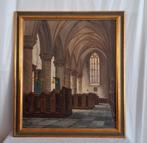 Schilderij gotische kerk, Oliefverf, J. Turpingo, Antiek en Kunst, Antiek | Religie, Ophalen of Verzenden