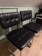 2 stoelen zwart leer, Ophalen, Gebruikt, Twee, Zwart