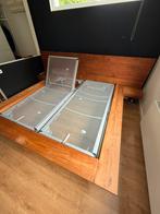 Auping bed, verstelbaar, met houten frame, nachtkastjes, Ophalen, Tweepersoons, 180 cm, 200 cm