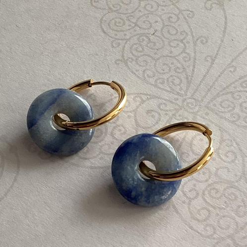 Edelsteen Blauwkwarts donut hangers voor creolen NIEUW, Sieraden, Tassen en Uiterlijk, Oorbellen, Nieuw, Hangers, Overige materialen