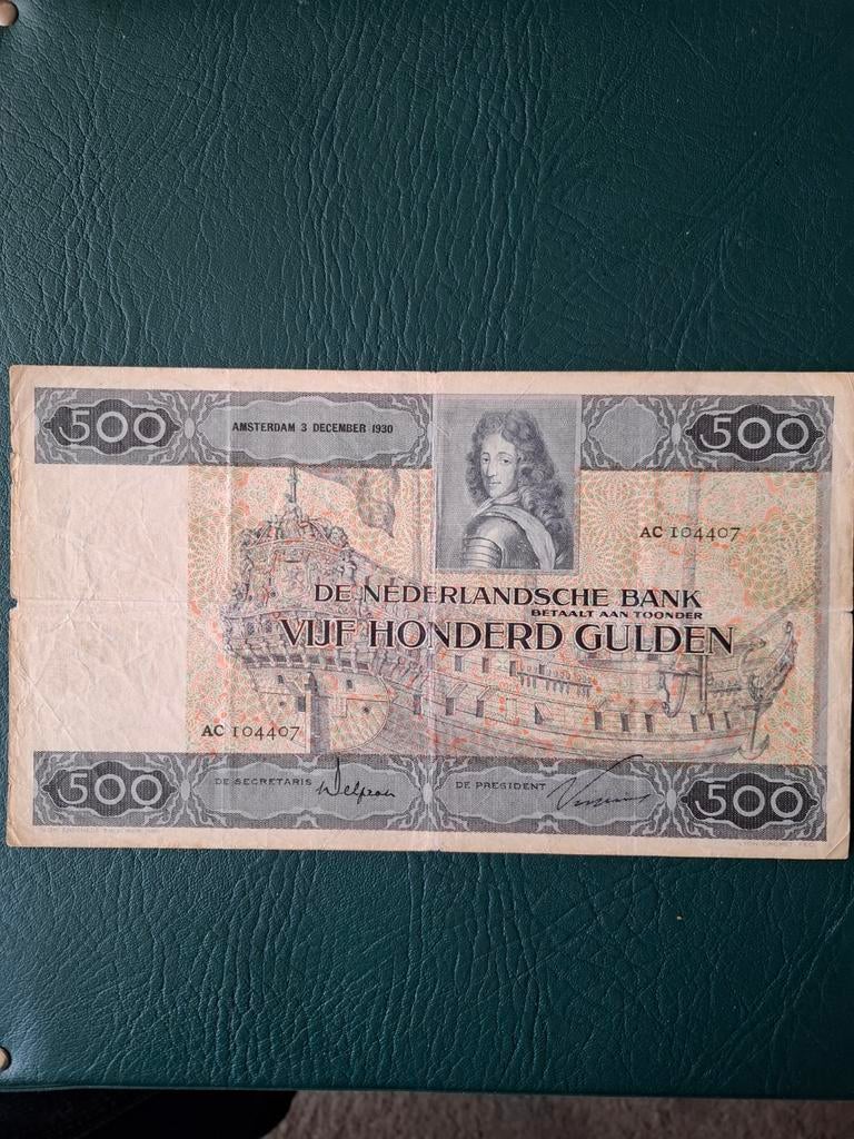 500 Gulden 1930 (Stadhouder Willem III) Zeldzaam!, Ophalen of Verzenden, 500 gulden, Los biljet
