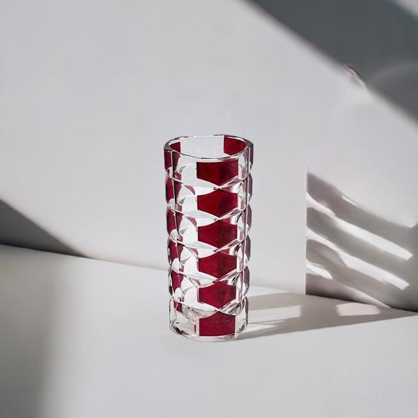 Vintage Rode Kristallen Vaas, Luminarc, H17 cm, Ref. 00277, Antiek en Kunst, Antiek | Glas en Kristal, Ophalen of Verzenden