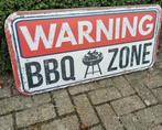 Groot Reclamebord Warning Barbeque Zone 100x50, Ophalen of Verzenden, Nieuw, Reclamebord