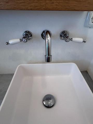 2x Nostalgische 3-delige Inbouw Kraan Belgravia chroom/wit beschikbaar voor biedingen