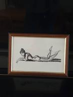 Orig. Tekening liggende naakte vrouw, Ophalen