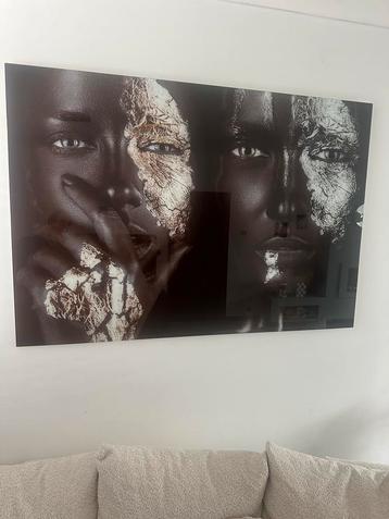 Glazen schilderij - Abstract portret 110x160cm beschikbaar voor biedingen