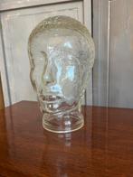 Glazen hoofd jaren 70 v etalages of decoratie 25cm hoog, Ophalen of Verzenden