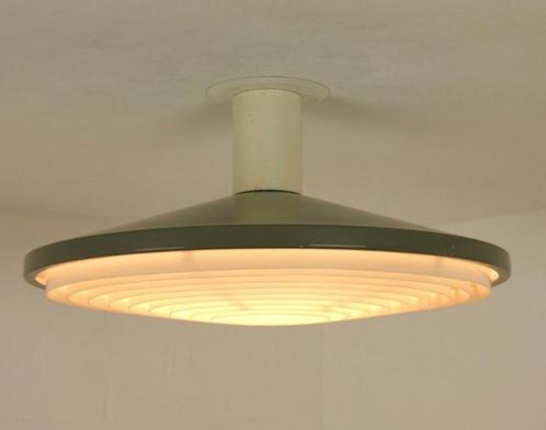 2 Industriële plafondlamp Dutch Design Philips; type NCS 11, Huis en Inrichting, Lampen | Plafondlampen, Zo goed als nieuw, Kunststof