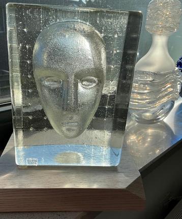 Kosta Boda sculptuur head face blok van Bertil Vallien  beschikbaar voor biedingen
