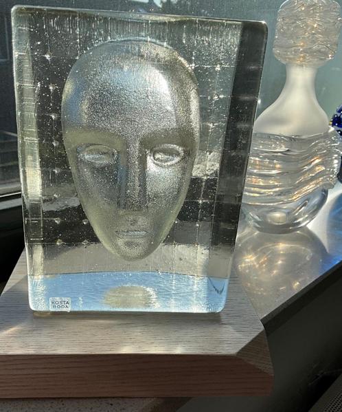 Kosta Boda sculptuur head face blok van Bertil Vallien, Antiek en Kunst, Antiek | Glas en Kristal, Ophalen of Verzenden