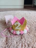 Prinsessen verjaardagskroon roze en goud 2 jaar., Ophalen of Verzenden, Zo goed als nieuw
