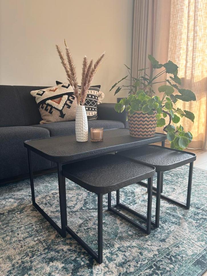Dutchbone Salontafel Set van 3 - Nieuwprijs € 195,-, Huis en Inrichting, Tafels | Salontafels, Zo goed als nieuw, Minder dan 50 cm