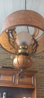 Vintage Bruine Hanglamp Metaal, Gebruikt, 50 tot 75 cm, Glas, Vintage