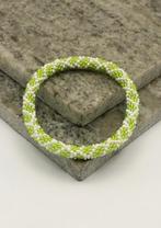 Glaskralen armband - wit en lichtgroen - RB121, Overige materialen, Overige kleuren, Verzenden, Nieuw