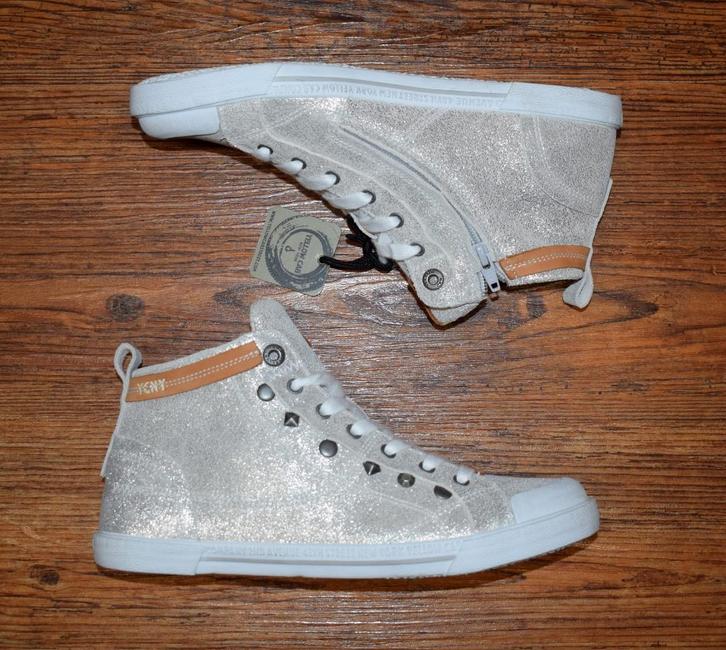 YELLOW CAB - halfhoge leren sneakers Boogie Silver - maat 38, Kleding | Dames, Schoenen, Nieuw, Sneakers of Gympen, Overige kleuren