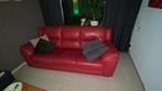 Rode leren 3-zits bank - Z.g.a.n., Huis en Inrichting, Banken | Bankstellen, Ophalen, Driepersoons, Zo goed als nieuw, Rechte bank