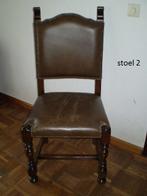 Vier eiken stoelen met leer bekleed., Ophalen, Gebruikt, Bruin, Klassiek
