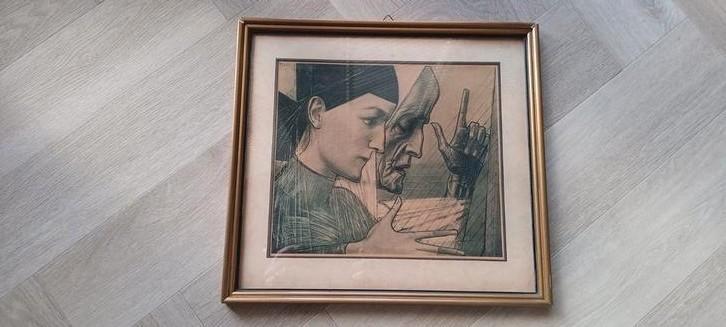 Jan Toorop, litho, mooi gelijst, pass partout uit die tijd, Antiek en Kunst, Kunst | Litho's en Zeefdrukken, Ophalen of Verzenden