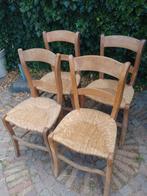Te koop vier eiken oude stoelen met zitting van riet, Ophalen