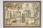 Hofje - Anton Pieck, Verzamelen, Foto's en Prenten, Verzenden, Zo goed als nieuw, Prent